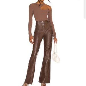 MAJORELLE brown faux leather pants